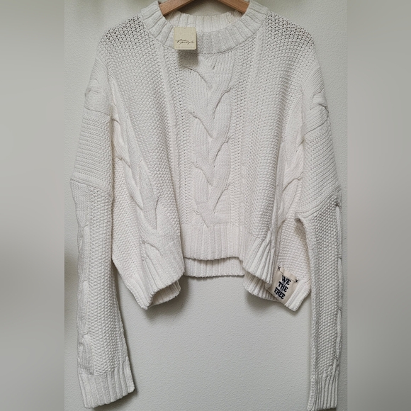 Free People Sweaters - NWT Free People We The Free In A Daze Cable Knit Sweater In Optic White